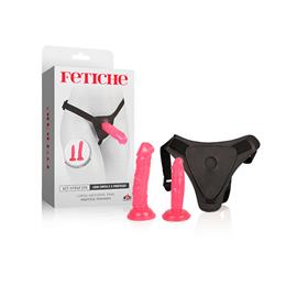 Kit Strap On Com Cinta e 2 Próteses Penianas Realísticas - Fetiche | Cor: Rosa