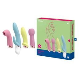 Foto 2 do produto Kit Vibratório com 4 Itens em Silicone Macio, Base Removível, Bateria de Íon de Lítio e À Prova d'Água - Satisfyer Marvelous Four