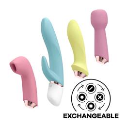 Foto 3 do produto Kit Vibratório com 4 Itens em Silicone Macio, Base Removível, Bateria de Íon de Lítio e À Prova d'Água - Satisfyer Marvelous Four