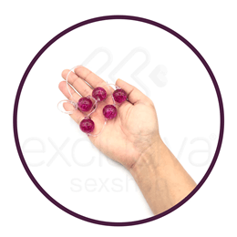 La Pimienta - Colar Tailandês com 5 Bolinhas e Cordão de Segurança Transparente | Cor: Pink