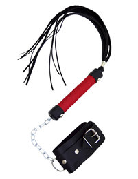 La Pimienta Sado - Kit Chicote com 10 Tiras e Bracelete - 40 cm | Cor: Vermelho