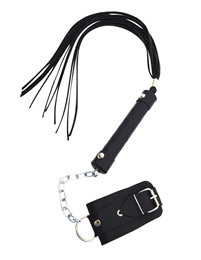 La Pimienta Sado - Kit Chicote com 10 Tiras e Bracelete - 40 cm | Cor: Preto