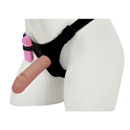Cinta Ajustável com Prótese Peniana Realística em Silicone com Vibração Multivelocidade - La Pimienta Sado | 14 x 4,2 cm
