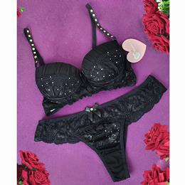Lingerie Ranny's - Conjunto 1/2 Taça Renda Spikes | Disponível em 2 Cores e 4 Tamanhos