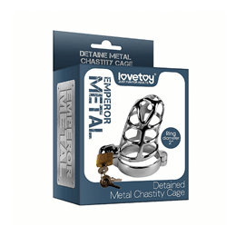 Lovetoy - Cinto de Castidade Masculino em Aço com Grade e Anel para Escroto - 9,2 x 4,1 cm