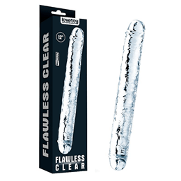Lovetoy Flawless Clear 12 - Prótese Peniana para Dupla Penetração em TPE com Glande Definida e Veias Salientes - 30 x 3,3 cm