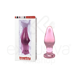 Foto 1 do produto Lovetoy Glass Romance - Plug Anal em Vidro com Formato Cônico e Base - 8 x 3,7 cm | Cor: Rosa