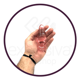 Foto 3 do produto Lovetoy Glass Romance - Plug Anal em Vidro com Formato Cônico e Base - 8 x 3,7 cm | Cor: Rosa