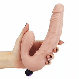 Penetrador Strap-On em Silicone e Bullet Recarregável com 10 Modos de Vibração - Lovetoy Joy | 15,3 x 3,6 cm