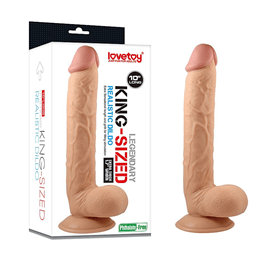Prótese Realística com Glande Definida, Veias, Escroto e Ventosa - Lovetoy Legendary King-Sized - 23 x 4,6 cm