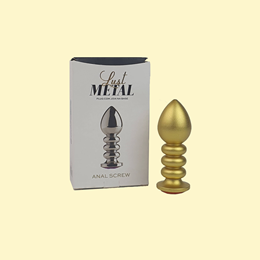 Plug Anal "P" no Formato Escalonado, Dourado e Fosco com Detalhe de Joia - Lust Metal Anal Screw | 7,7 x 2,8 cm | Disponível em 10 Cores