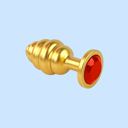 Foto 6 do produto Plug Anal ''M'' Escalonado Dourado Fosco com Joia na Base - Lust Metal Hive Pug | 7,2 x 3,3 cm | Disponível em 11 Cores