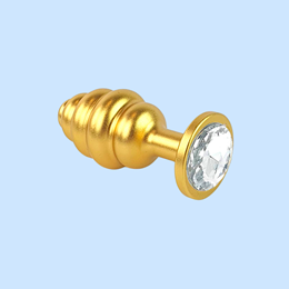 Foto 4 do produto Plug Anal ''M'' Escalonado Dourado Fosco com Joia na Base - Lust Metal Hive Pug | 7,2 x 3,3 cm | Disponível em 11 Cores