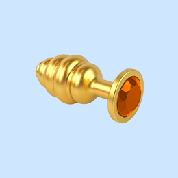 Foto 7 do produto Plug Anal ''M'' Escalonado Dourado Fosco com Joia na Base - Lust Metal Hive Pug | 7,2 x 3,3 cm | Disponível em 11 Cores