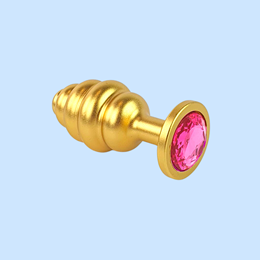 Foto 12 do produto Plug Anal ''M'' Escalonado Dourado Fosco com Joia na Base - Lust Metal Hive Pug | 7,2 x 3,3 cm | Disponível em 11 Cores