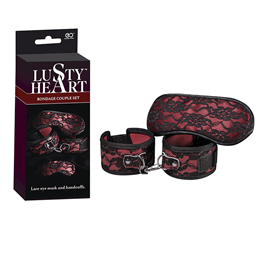 Kit Bondage com Algemas e Venda - Lusty Heart Bondage Couple Set | Disponível em 2 Cores