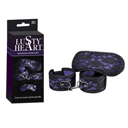 Kit Bondage com Algemas e Venda - Lusty Heart Bondage Couple Set | Disponível em 2 Cores