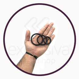 Kit com 3 Anéis para Pênis e Testículos - Lybaile Cock & Ball Rings Rubber Set