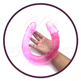 Prótese Dupla em Formato de Pênis Realístico com Glandes e Veias em Jelly - Lybaile Double Dones | 49 x 4,6 cm | Disponível em 2 Cores