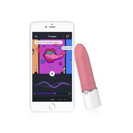 Vibrador em Silicone Recarregável com Forma de Batom, Vibração Multivelocidade e Aplicativo - Magic Motion Lotos | 10 x 2,1 cm