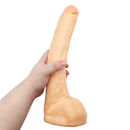 Prótese Gigante em Formato Realístico de Pênis com Veias, Escroto e Base de Apoio - Magic Sexy | 25 x 5,6 cm