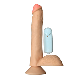 Prótese em Formato de Pênis com Saliências, Escroto, Ventosa e Multivelocidade - Magic Sexy | 24 x 4 cm