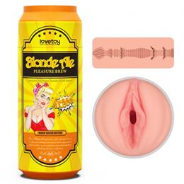 Masturbador Cerveja de Lata Com Formato de Vagina em TPE e Texturas Internas - Lovetoy Pleasure Brew | 16 x 3 cm | Disponível em 2 Cores
