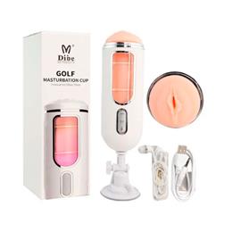Masturbador Lanterna Recarregável em Cyberskin com Ventosa, Fone de Ouvido, 7 Modos de Vibração, Simulação de Gemido e Função que Comprime o Canal da Penetração - Dibe Golf Masturbation Cup | 23 x 8,5 cm