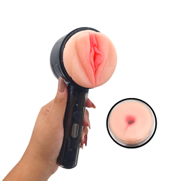 Masturbador Recarregável com Vagina e Ânus em TPE com 10 Modos de Vibração - Hammer 2 | 8 x 3,5 cm