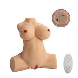 Masturbador Com Seios Fartos, Cintura, 2 Canais Penetráveis, 10 Modos de Sucção, Gemido e Controle Remoto Sem Fio - Sexy Import | 46 x 37 cm