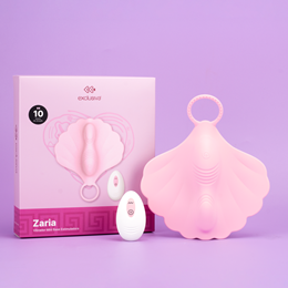 Mini Base Estimuladora no Formato de Concha em Silicone com 10 Modos de Vibração, Recarregável e Controle Remoto Sem Fio - Exclusiva Zaria