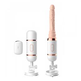 Mini Máquina do Sexo com Prótese Peniana Realista com 7 Vibrações, Movimentos de Vai e Vem, Função Aquecimento, Ventosa e Controle Remoto Sem Fio - Dibe Cyclone Fire