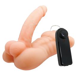 Mini Masturbador em Formato de Tronco com Pênis, Escroto e Vibração Multivelocidade - Bigger Man-Baile | 20 x 11 cm