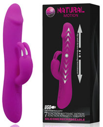 Vibrador Rabbit com Estimulador Clitoriano em Formato de Coelho, 7 Modos de Vibração, 7 Movimentos de Impulso e Resistência à Água - Natural Motion | 20 x 3,5 cm