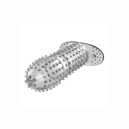 Foto 4 do produto Capa Peniana Escalonada com Cerdas Massageadoras e Base Estimuladora - Penis Sleeve New Stretchable | 12,1 x 3,5 cm