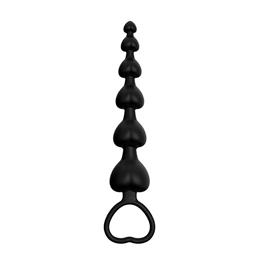 Plug Anal com 6 Esferas em Silicone Soft Touch no Formato de Coração e Alça de Segurança - SI | 15 x 3,2 cm