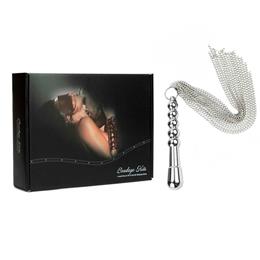 Plug Anal em Aço com Chicote de Correntes - Bondage Kits | 16 x 2,6 cm