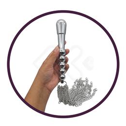 Plug Anal em Aço com Chicote de Correntes - Bondage Kits | 16 x 2,6 cm