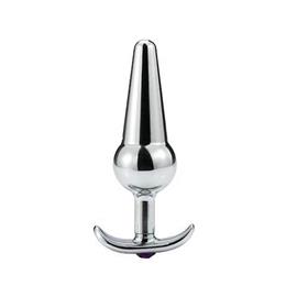 Plug Anal em Aço Inoxidável com Pequena Esfera, Base Removível e Pedra Brilhante - SI | 10 x 3,2 cm | Disponível em 2 Cores