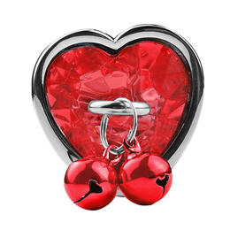Foto 2 do produto Plug Anal em Aço com Pedra de Coração e Sino - G - 6,2 x 4 cm | Cor: Vermelho
