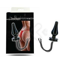 Plug Anal Cônico com Chicote de 12 Tiras em Couro Ecológico - InNamorata Love Items | 9,5 x 4 cm