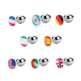 Plug Anal Cônico Prata "P" Com Detalhe De Pedra - Sexy Import Bandeiras das Seleções | 5,8 x 2,7 cm | Disponível em 8 Cores