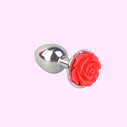 Foto 3 do produto Plug Anal ''P'' Cônico Prateado com Enfeite de Flor - 6 x 2,7 cm | Disponível em 4 Cores