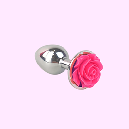 Foto 6 do produto Plug Anal ''P'' Cônico Prateado com Enfeite de Flor - 6 x 2,7 cm | Disponível em 4 Cores