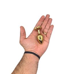 Plug Anal Dourado "P" no Formato Cônico com Detalhe de Pedra Brilhante na Base de Coração - Vip Mix | 5,6 x 2,7 cm | Disponível em 6 Cores
