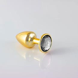 Plug Anal Dourado no tamanho "P" em ABS Atóxico com Formato Cônico e Detalhe de Joia - Hard Less | 6 x 2,6 cm | Disponível em 6 Cores
