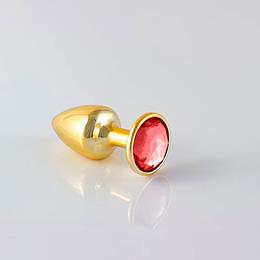 Plug Anal Dourado no tamanho "P" em ABS Atóxico com Formato Cônico e Detalhe de Joia - Hard Less | 6 x 2,6 cm | Disponível em 6 Cores