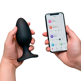 Plug Anal ''M'' no Formato Cônico em Silicone com Base de Segurança, 7 Modos de Vibração e Controle Via Aplicativo - Lovense Hush 2  | 11 x 4,4 cm