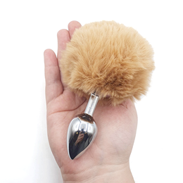 Plug Anal Tamanho "P" em Metal com Pompom - Anal Plug Stainless | 5,8 x 2,7 cm | Disponível em 7 Cores
