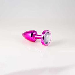 Plug Anal Pink no tamanho "P" em ABS Atóxico com Formato Cônico e Detalhe de Joia - Hard Less | 6 x 2,6 cm | Disponivel em 5 Cores